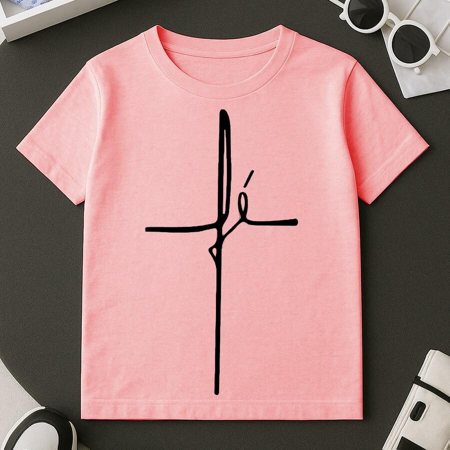 Printed T-Shirt With Faith Text, 100% Premium Cotton Men's, Sizes 2 To GG - Baby Pink - View 1