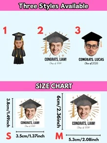 10/20/30/60张临时纹身贴纸，定制面部纹身贴纸，毕业纹身贴纸，毕业派对礼品，毕业派对，定制照片纹身贴纸，毕业临时纹身贴纸，2026届毕业生，情人节礼物，情侣照片，圣诞礼物，家居装饰，装饰品，个性化礼物，定制礼物 - 彩色 - 查看 3