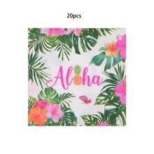 10pcs/20pcs/50pcs/80pcs Hawaiian Style Paper Cups, Napkins, Plates Tableware Set, Tropical Party Supplies, 9-Inch/7-Inch Party Dessert Plates And Party Napkins, Tropical Palm Leaves And Hibiscus Flower Summer Party Tableware Decor Set - Multicolor - View 8