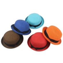 1 件夏季男女通用草编遮阳帽，编织沙滩帽，防晒，度假旅行海滩使用 - 彩色 - 查看 3