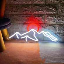 Berg Neon LED Lichtschild, Sonnenaufgang & Sonnenuntergang für Schlafzimmer, Wohnzimmer, Hotel, Wanddekoration Weihnachtsgeschenk - Sonnenaufgang und Sonnenuntergang - Übersicht 12