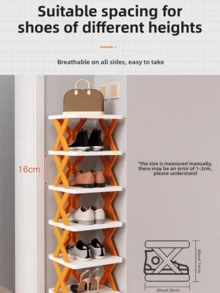 1pc 9/6/3 Tier Vertical Shoe Rack, Space-Saving Narrow Shoe Organizer, Small Shoe Rack DIY Freestanding, Suitable For Entryway Closet Hallway, Easy Assembly, Stable Structure, Black & White Plastic Material - Multicolor - View 8