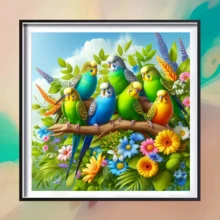 1件装新款鸟类主题钻石画套装，5D圆形水晶钻石马赛克DIY工艺品，适合制作手工礼物，装饰客厅、卧室，热销产品，父亲节、母亲节、婚礼、五一劳动节、复活节、圣诞节、情人节等节日适用，无框 - 查看 11