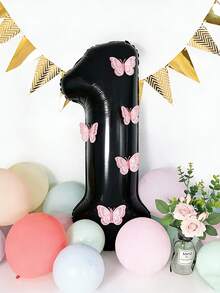 7 pièces Ensemble de ballons en feuille numérique, ballons numérotés noirs, convient pour la décoration d'anniversaire de 11e, 12e et 21e, fournitures de fête pour garçons, bébés et filles, décorations de fête noires - noir - Voir 1