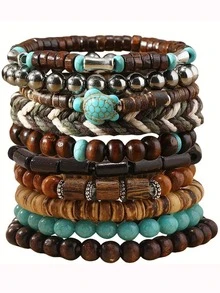 1Set Bohemian-Style Bracelet Set, Suitable For Daily Wear, Holiday Gifts, And Beach Vacations - Multicolor - View 4