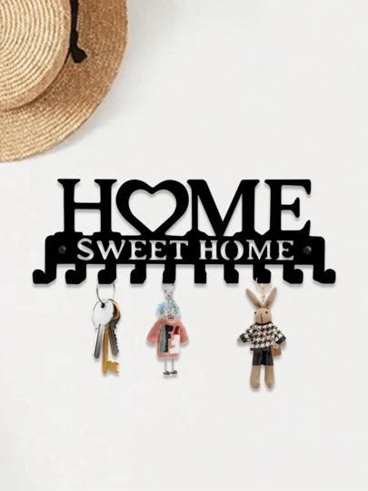 1 pièce Porte-clés mural noir, Crochet mural pour clés, Décoration de maison pour le salon, l'entrée, le bureau, la salle de bain, cadeau de Noël