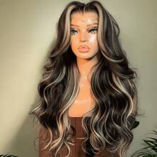 5x5/13x4 Body Wave Glueless Wigs Human Blended Hair 200% Density Highlight #1B/27 13x4 HD Transparent Lace Frontal Weaves Brazilian Virgin Hair Wig Pre Plucked Natural Hairline & Pre-Bleached Invisible Knots With Baby Hair Suitable For Women To Wear On Daily Or Holiday Occasions Synthetic Wig Cosplay Wigs Suitable For Halloween Or Parties - S1B/27 - Xem 1
