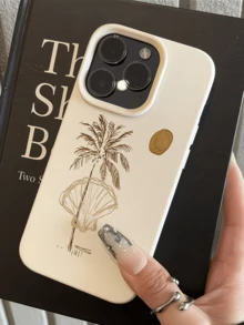 1 elegante funda para teléfono, no incluye cordón ni soporte. Estilo vacacional minimalista, TPU blanco, a la moda, a prueba de golpes, 1 pieza, diseño de cocotero y concha, funda de cobertura total compatible con 17, 16, 15, 14, 13, 12, 11 Pro, y Series, versión internacional, no la versión nacional. para regalo. - Multicolor 4 - Ver 9