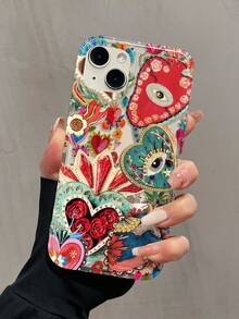 1个带气囊、眼睛、爱心、玫瑰图案的个性化极简全包覆TPU防震手机壳,兼容 17、16、15、14、13、12、11 Pro Max、Air,兼容三星系列,国际版,非国内版 - 彩色 - 查看 4