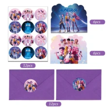 KPOP Demon Slayer Party Invitation Set - Set Includes 12 Fill-In Cards, 12 Envelopes, And 12 Stickers, With Cute Cartoon-Themed Birthday Invitations - View 15