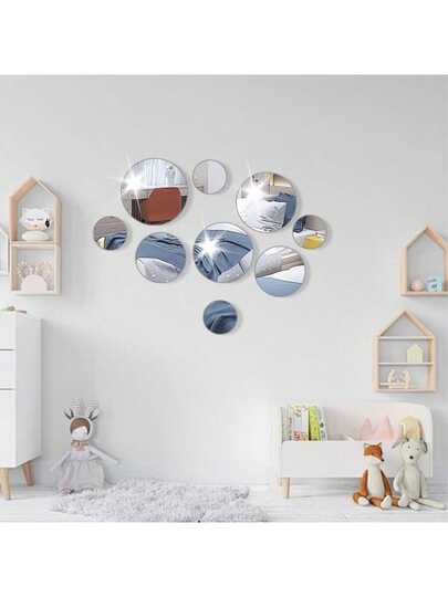 A Set Of 9 3D Circular Mirror Wall Stickers, Suitable For Decorating The Background Walls Of Living Rooms, Bedrooms, And Sofas. It Is Also Suitable For Beautifying And Decorating Shops And Shopping Malls. Wall Art Bedroom Decoration Home Decoration Living Room Wallpaper Party Decoration Living Room Decoration Office Decoration Home Decoration