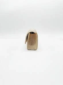 French Pleated Fan-Shaped Evening Clutch | Minimalist Yet Luxurious Handbag | Silver & Champagne Gold Dual-Tone Wedding Party Bag - Champagne - View 4