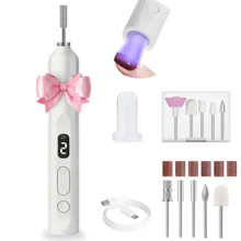 NEUZOJIT Nail Drill And UV Light Set, Portable Electric Nail Drill And UV Nail Lamp 2 In 1 Nail Tools With LED Display, 3 Speed Fast-Dry Rechargeable Nail Drills Machine For Curing Polish And Remove - 白色 - 查看 11