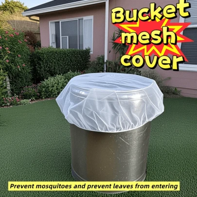 耐用涤纶网罩，适用于户外雨水桶 - 白色防蚊防落叶网罩，花园集水保护罩，适配标准尺寸雨水桶，雨水桶网罩，防蚊虫，功能性设计，有效覆盖