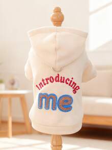 1pc Pet Clothes, Cute Hoodie Sweatshirt For Small Dogs & Cats - Beige - View 4