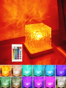1个水波纹北极光氛围灯，16种灯光颜色，触摸和遥控操作，营造浪漫温馨的氛围，RGB氛围夜灯，情人节装饰，房间装饰，卧室装饰，礼物 - 彩色 - 查看 4