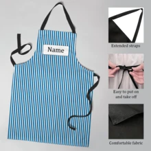 1pc Customizable Apron, Blue Striped, Can Customize Any Text Or Name - Durable Polyester, Suitable For Father's Day, Mother's Day, Halloween, Christmas, Christmas Eve, Valentine's Day, Birthday, Special Occasion, Thanksgiving, Easter, April Fool's Day, Carnival, Independence Day - Multicolor - View 5