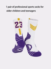 1 par de calcetines deportivos atléticos de alto rendimiento para jóvenes y adolescentes, con acolchado de rizo grueso, ideales para deportes al aire libre como baloncesto, fútbol, rugby y hockey - Multicolor - Ver 4