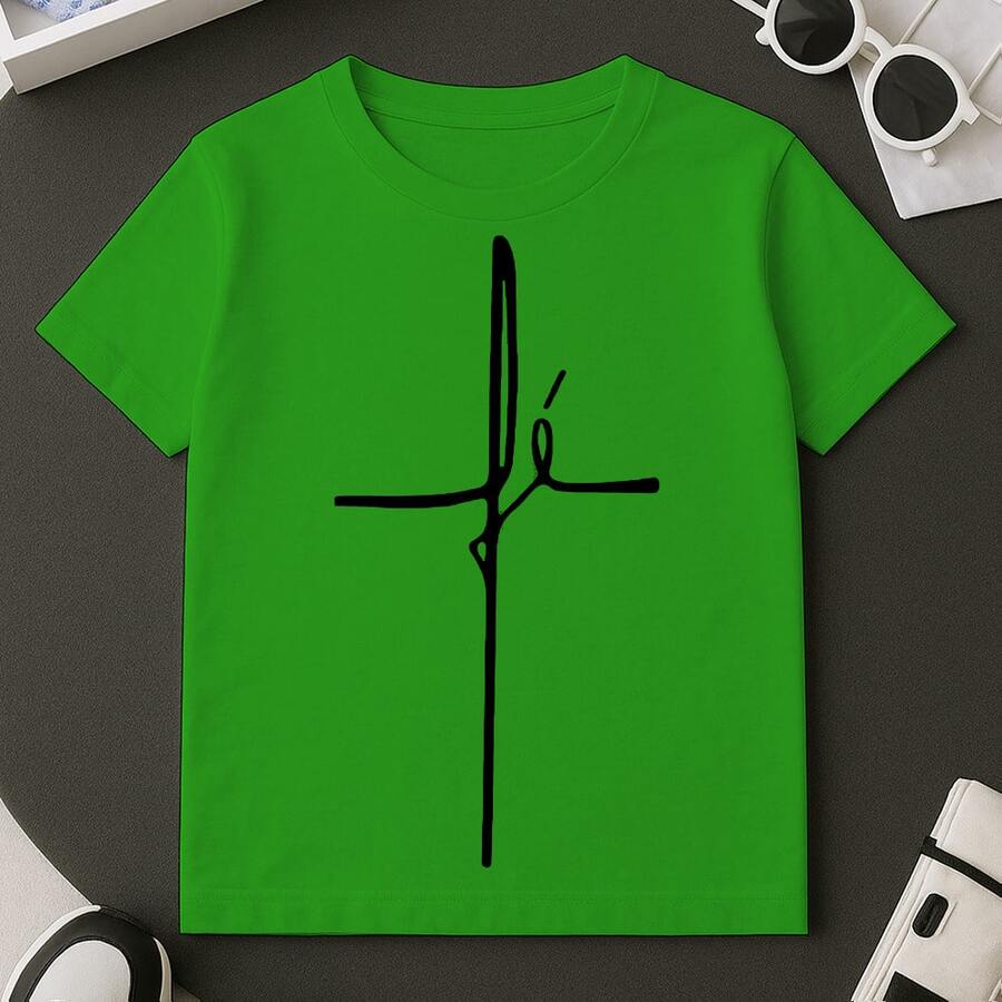 Printed T-Shirt With Faith Text, 100% Premium Cotton Men's, Sizes 2 To GG - Green - View 1