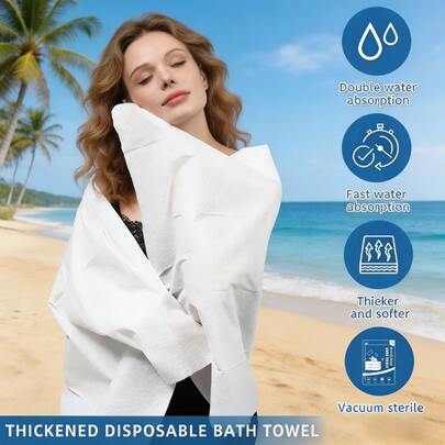 5pcs/Pack Thick Disposable Bath Towels, Individually Packaged, Super Soft & Absorbent, Portable Travel Towels Suitable For Business Trip, Home, Gym, Office, Vacation, Camping