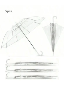 5把透明自动折叠伞，防风防水，大伞面，配白色J型手柄，适用于婚礼、新郎新娘摄影、高尔夫及其他户外活动，母亲节礼物，卧室装饰，花园，厨房装饰，夏季，海滩，旅行必备，房间装饰，软萌可爱，毕业季礼物 - 彩色 - 查看 10