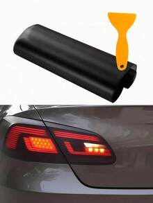 1卷黑色哑光乙烯基车灯贴膜，适用于汽车前大灯和尾灯 - 防水、防褪色、易于安装 - 提升您的爱车外观（含刮板）哑光烟熏黑汽车前后车灯贴膜套装 - 11.81英寸 x 39.37英寸 - 提升风格并保护 - A - 查看 12