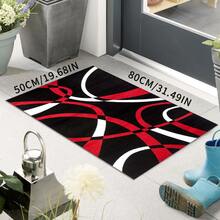 1pc Modern Geometric Area Rug, Black And Red Fashionable Home Decor Carpet, Abstract Art Pattern Floor Mat, Living Room Bedroom Rug, Entryway Doormat Christmas Decor Kitchen Rug - Multicolor - View 28