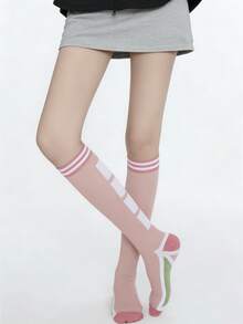 1 par de calcetines de compresión deportivos para saltar a la cuerda, de tubo largo, color rosa, nuevos para primavera, para yoga y fitness - Multicolor - Ver 8