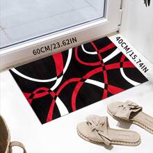 1pc Modern Geometric Area Rug, Black And Red Fashionable Home Decor Carpet, Abstract Art Pattern Floor Mat, Living Room Bedroom Rug, Entryway Doormat Christmas Decor Kitchen Rug - Multicolor - View 4
