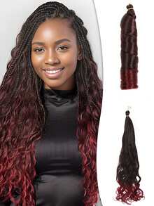 22英寸法式辫子假发，合成耐热接发，有巧克力棕、白色、粉色、紫色等多种颜色可选，长款自然波浪卷曲钩针假发，蓬松波浪辫子假发，适合女性日常佩戴、节日派对和角色扮演。 - 彩色 - 查看 18