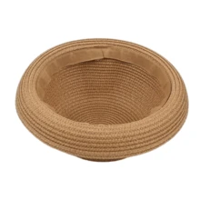 1 件夏季男女通用草编遮阳帽，编织沙滩帽，防晒，度假旅行海滩使用 - 彩色 - 查看 4