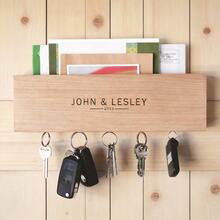 Personalized Wooden Key Holder Rack, Custom Engraved Entryway Key Hook, Solid Wood Key Organizer Wall Mount - Multicolor - View 8