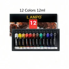 Bộ sơn acrylic 24 màu, chai 60ml/2oz, kèm 5 cọ vẽ, 1 mút xốp và 1 bảng pha loãng, màu sắc tươi sáng, không phai, thích hợp cho họa sĩ và người lớn, có thể dùng trên đá, vải bố, gỗ, vải, gốm sứ và đá tự nhiên. Bộ gồm 12/24 màu, mỗi chai 12ml sơn acrylic. - Một cỡ - Xem 6