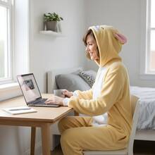 nerd hunters Adult Shiba Inu Hooded Kigurumi Pajama Suit - Màu Hồng  San hô - Xem 6