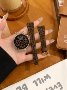 New Fashionable Leopard Print Watch Band, Compatible With GalaxyWatch 4/5/6 Active2, /, Comfortable Daily Wear Strap, Retro Style - Coffee Brown - View 6