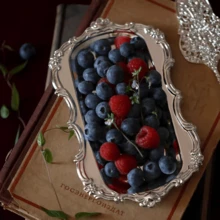 1pc Metal Embossed Tray, Multi-Functional Incense, Jewelry Storage Dish, Cake, Fruit, Snack Plate, Rectangular Towel Dish, Luxury Photography Prop - Multicolor - View 4