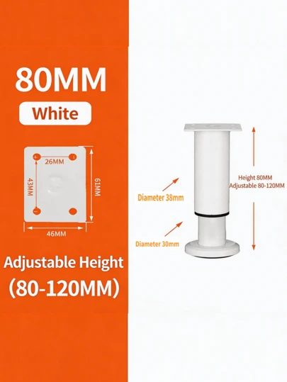 4 piezas Patas de gabinete ajustables y telescópicas, soportes de pies de muebles redondos para sofá, soporte de TV, mesa de centro