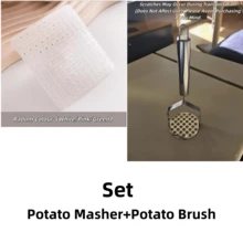 1 pieza Prensador de patatas de acero inoxidable, machacador multifuncional de frutas y verduras, accesorio de cocina práctico para hacer puré de patatas - Multicolor - Ver 12