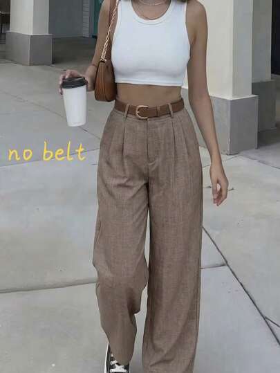 Quần dài nữ ống đứng màu trơn mới, cạp chun, thiết kế có túi, kiểu dáng thanh lịch, thoải mái, đa năng cho mùa xuân và mùa hè.