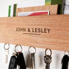Personalized Wooden Key Holder Rack, Custom Engraved Entryway Key Hook, Solid Wood Key Organizer Wall Mount - Multicolor - View 6