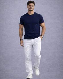 Tech Modal T-Shirt 92% Elastane 8% Modal Plain Anti-Odor Shirt For Men - Navy Blue - View 6