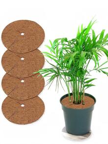 3 miếng đệm tròn bằng lá dừa, dùng để bảo vệ chậu cây và che phủ rễ, miếng đệm phẳng bằng lá dừa, dụng cụ làm vườn, lớp phủ giữ ẩm cho đất trồng cây trong chậu và bảo vệ thân cây. - tròn - Xem 1