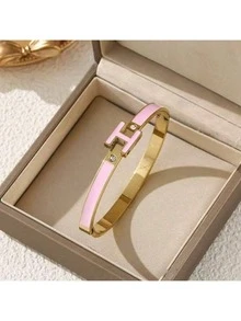 1pc 18K Gold Plated Women's H-Shaped Bracelet, Exquisite Jewelry Bracelet, Best Gift For Women On Easter, Christmas, Mother's Day (No Gift Box) - Letter H - View 14