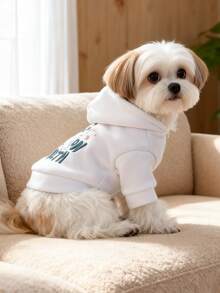 1pc Pet Clothes, Cute Hoodie Sweatshirt For Small Dogs & Cats - Peace Dove Sweatshirt - White - View 3