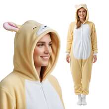 nerd hunters Adult Shiba Inu Hooded Kigurumi Pajama Suit - Màu Hồng  San hô - Xem 2
