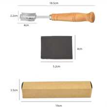 9英寸圆形藤编发酵篮套装，包含带布衬的藤编面包篮、面团刮刀、面团打蛋器、面包刀以及其他面包烘焙工具。藤编发酵篮+工具套装，适用于家庭自制酸面包发酵。 - 杏色 - 查看 5