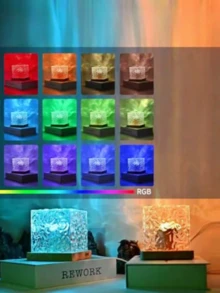1pc 16 Color Aurora Wave Projection Lamp, Square Projector Lamp With Touch/Remote Control, USB Powered, Wave Surface Mood Light Projector, Ideal For Valentine's Day Decor, Bedroom, Perfect Gift - Multicolor - View 2