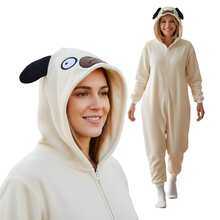 Adult Pug Hooded Kigurumi Pajama Suit - Beige - View 3