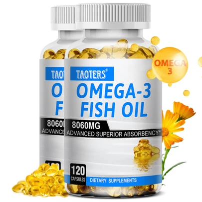 Suplemento en cápsulas de aceite de pescado Omega 3 rico en DHA EPA antioxidante piel ojos sistema inmunitario