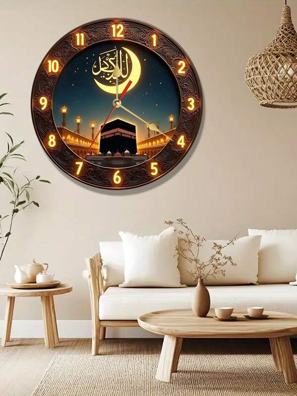 2D Horloge ronde en bois imprimée avec thème whisky, mouvement silencieux. Alimentée par pile, maintient un environnement de méditation paisible et sert de décoration spirituelle